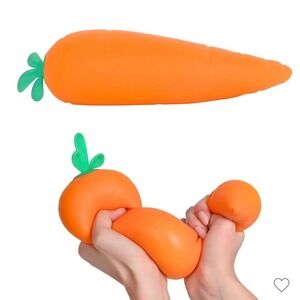 NWT Giggle Zone Squeeezy Carrot Jumbo Size Orange/Green Squishy Stress Ball Toy
